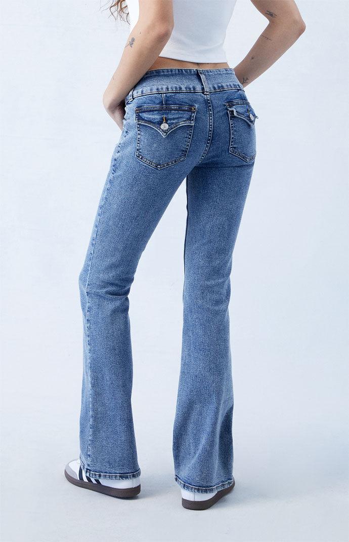 Women's Stretch Dark Indigo Low Rise Bootcut Jeans Product Image