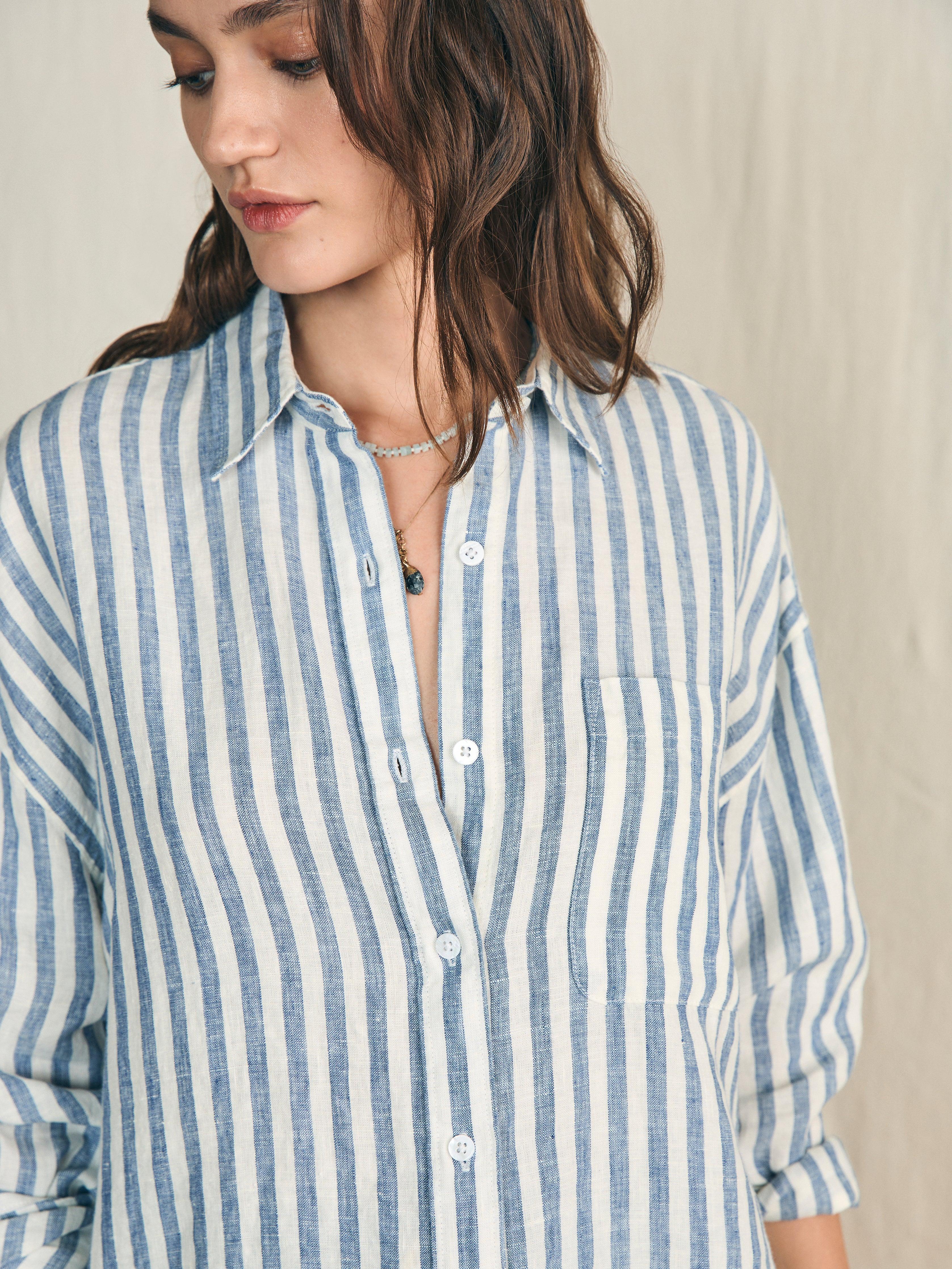 Laguna Linen Relaxed Shirt - Blue Lucy Stripe Female Product Image