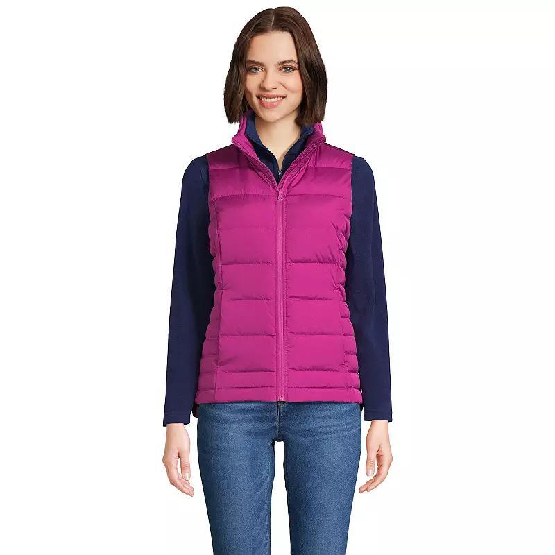 Womens Lands End Down Puffer Vest Pink Berry Product Image