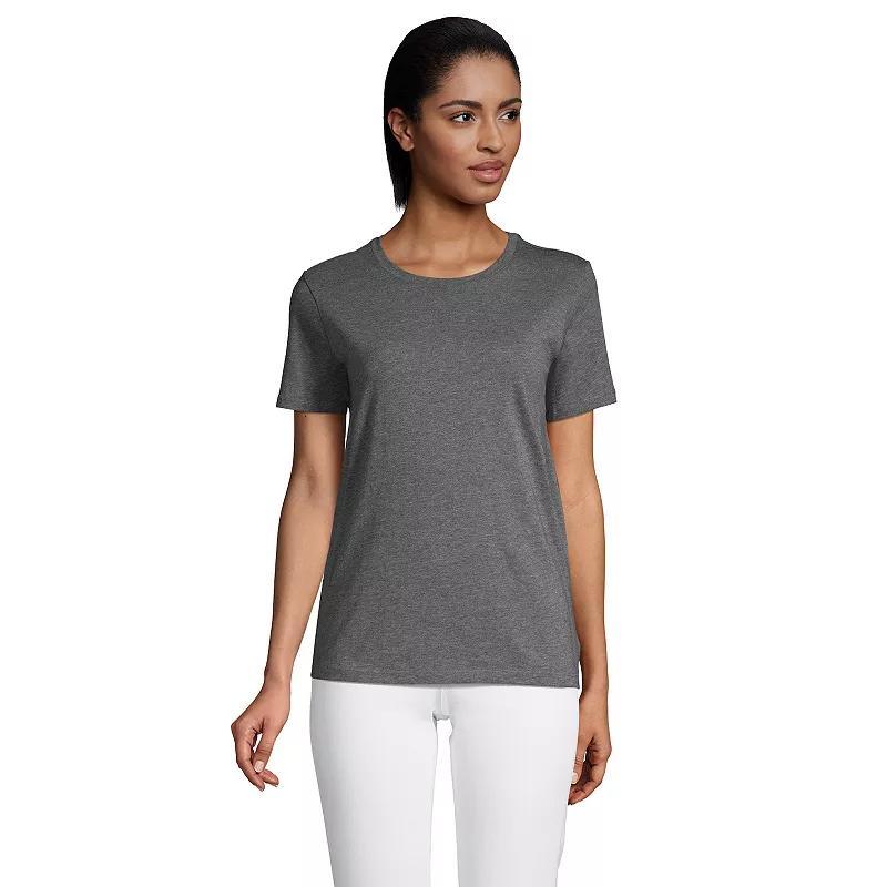 Petite Lands End Relaxed-Fit Supima Cotton Crewneck Tee, Womens Grey Heather Product Image