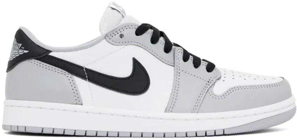 White & Gray Air Jordan 1 Low Og Sneakers In Multicolor Product Image