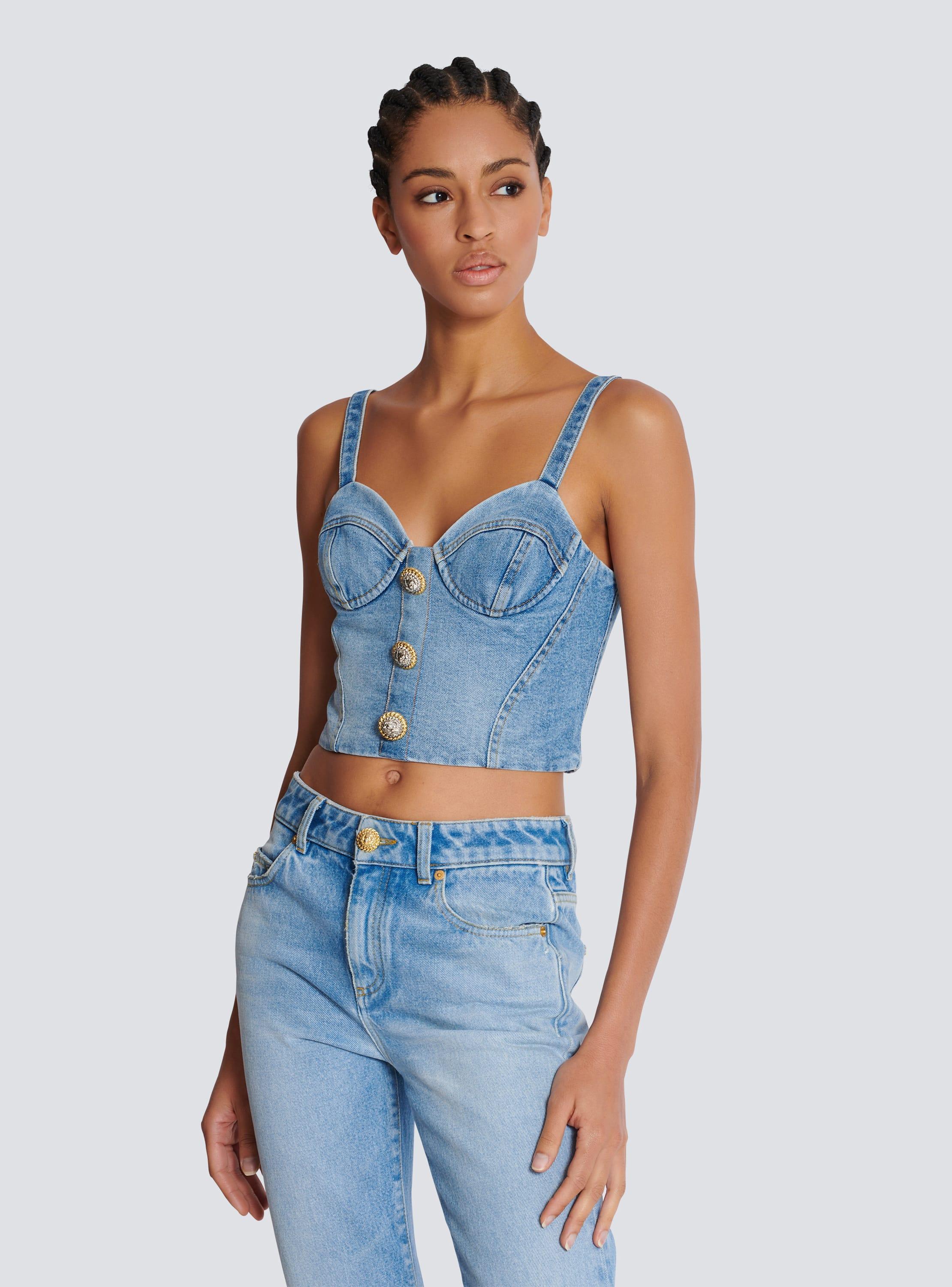 Denim top with thin straps Product Image