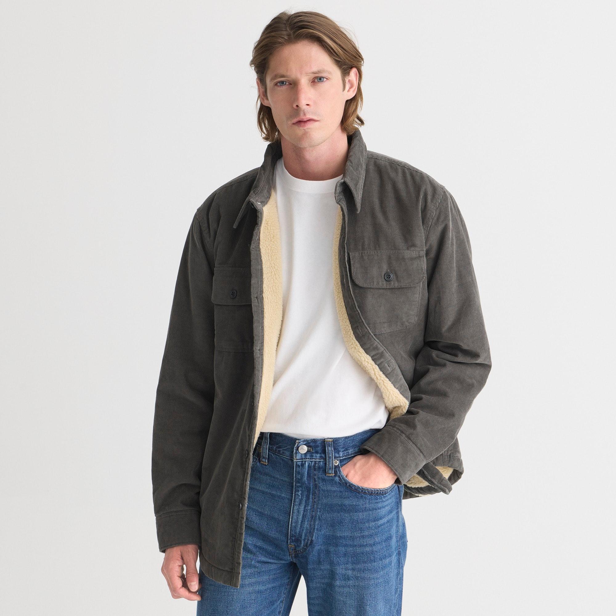 Sherpa-lined corduroy shirt-jacket Product Image