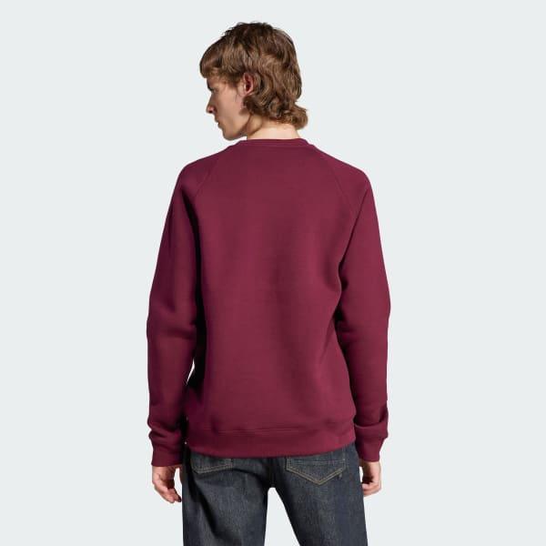 adidas Trefoil Essentials Crewneck Maroon S Mens Product Image