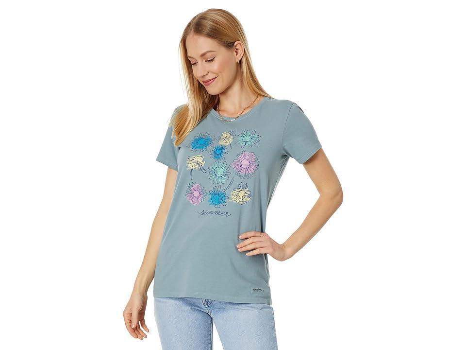 Life is Good Summer Daisies Short Sleeve Crusher Lite Tee (Cornflower ) Women's Clothing Product Image