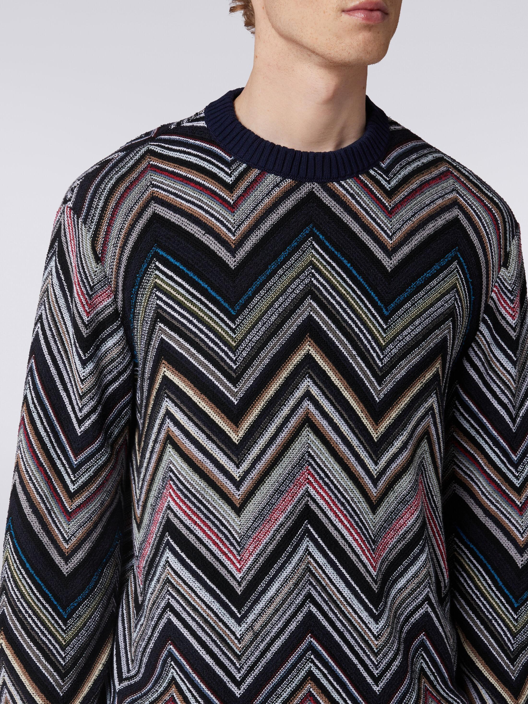 Crew-neck pullover in chevron cotton blend Product Image