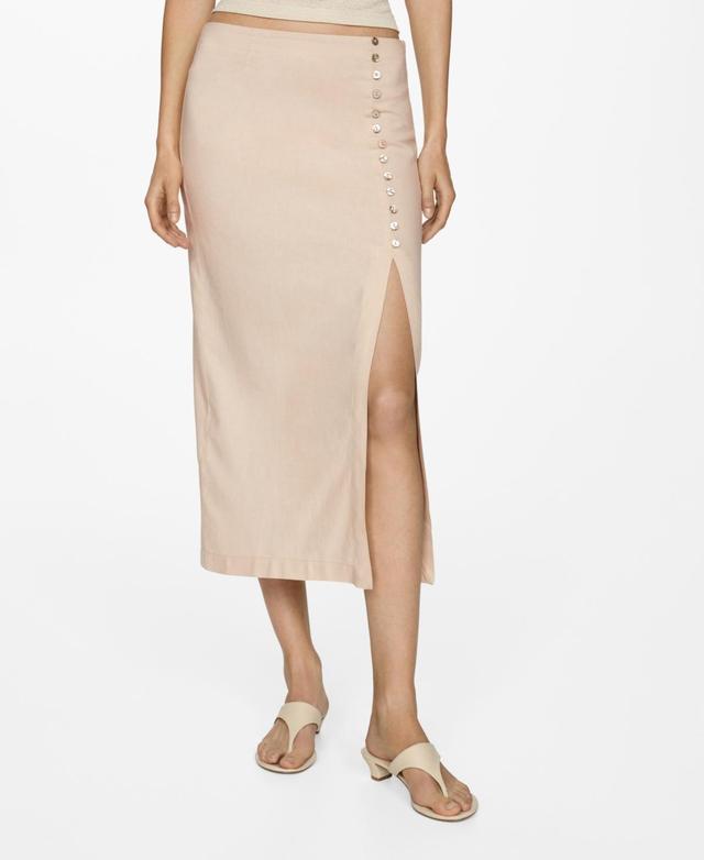 Women's Slit Detail Linen Skirt Product Image