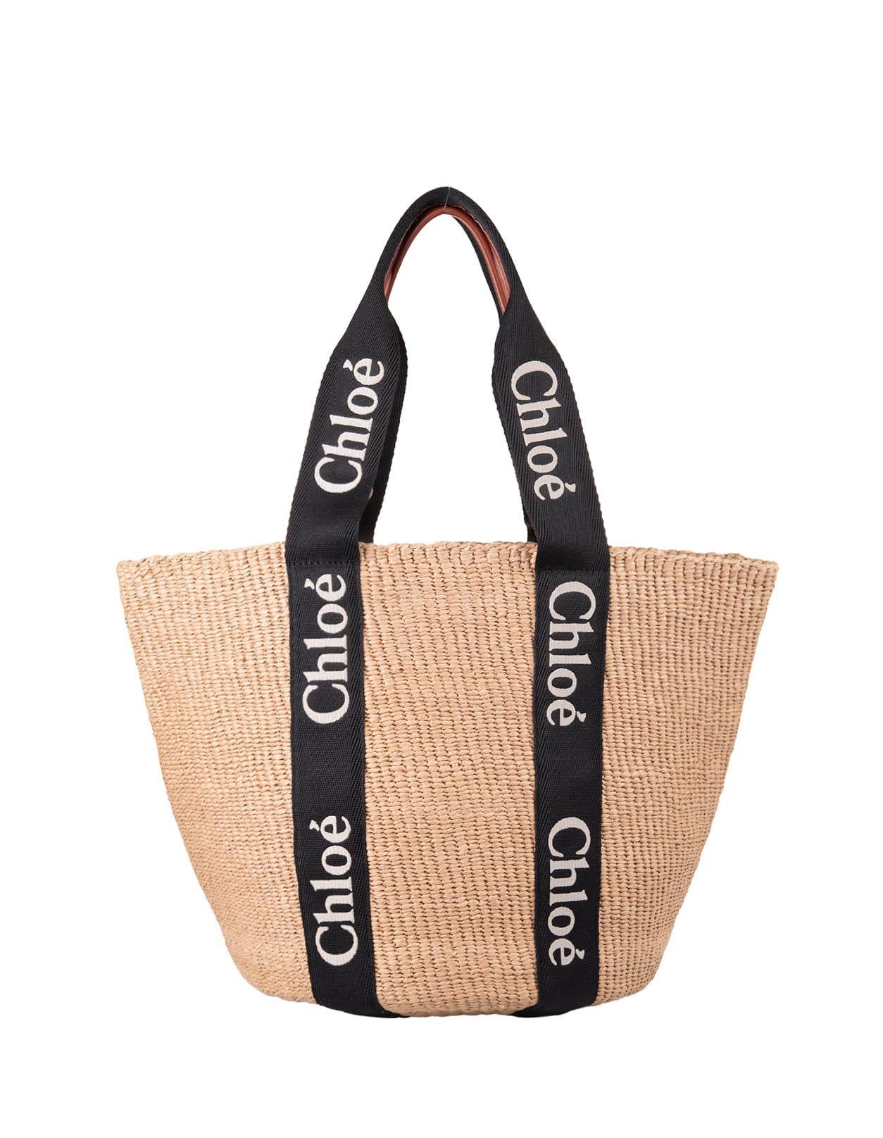 Woody Large Straw Basket Bag In Brown Product Image