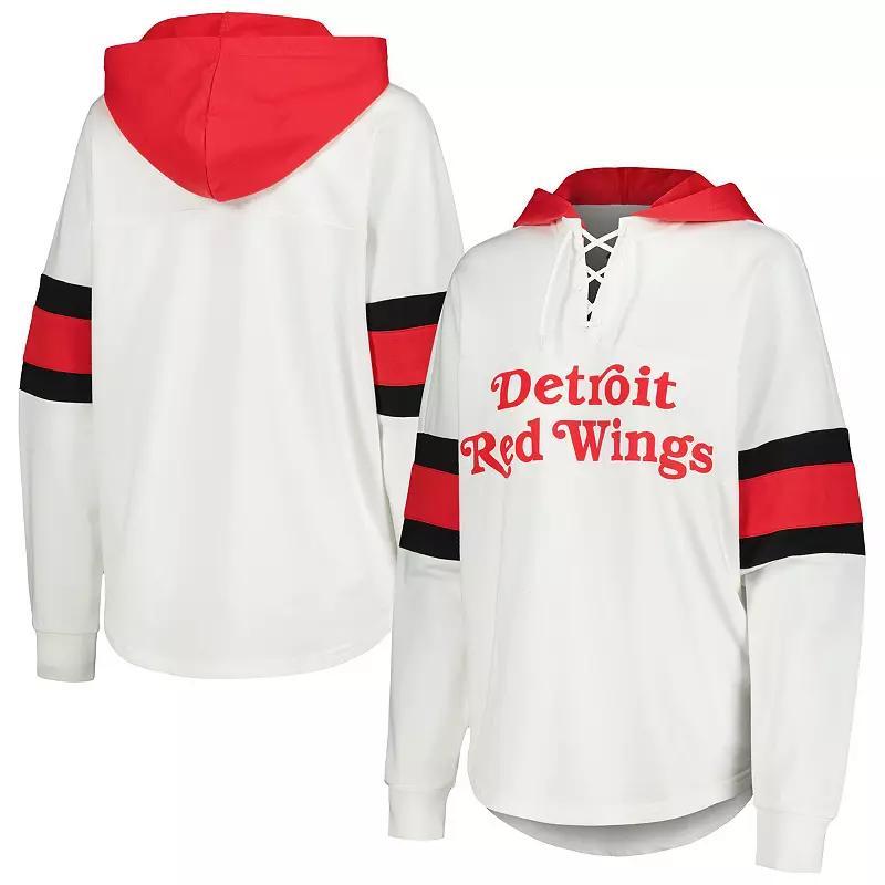 Womens G-iii 4Her by Carl Banks White Detroit Red Wings Goal Zone Long Sleeve Lace-Up Hoodie T-shirt - White Product Image