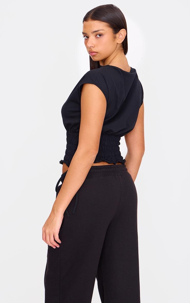 Black Ruched Tie Top Product Image