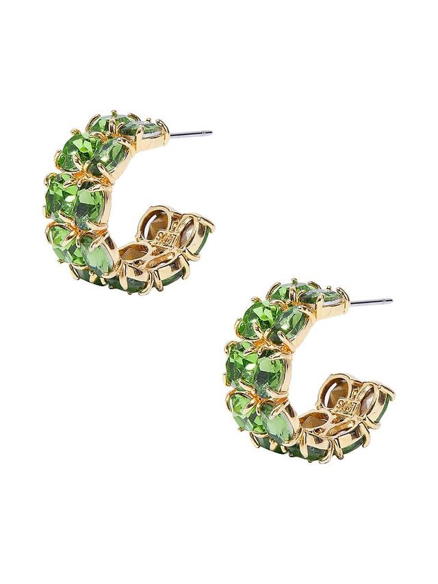 Womens Goldtone & Faux Peridot Hoop Earrings Product Image