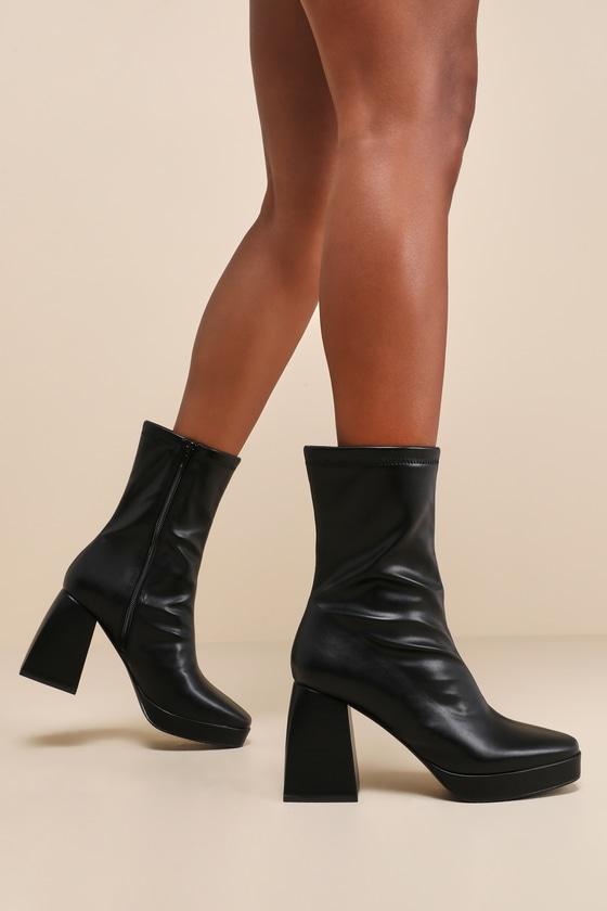 Mazarine Black Platform Mid-Calf Boots Product Image