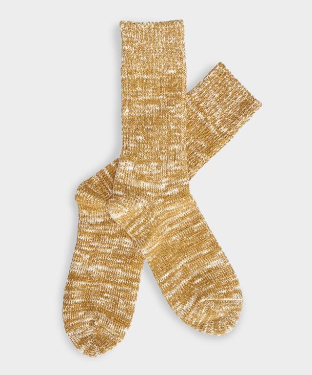 Rototo Low Gague Crew Sock in Mustard Product Image