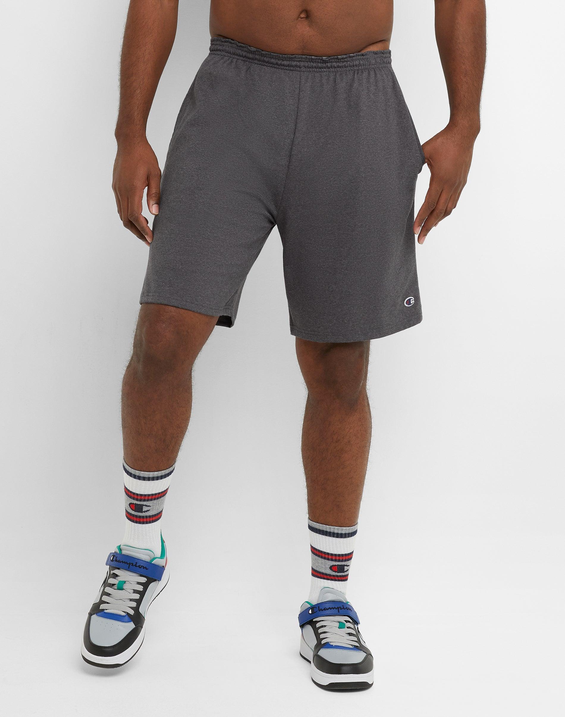 Mens Champion Lightweight Lounge Shorts, C Patch Logo (Big & Tall) Oxford Grey 2XB Product Image