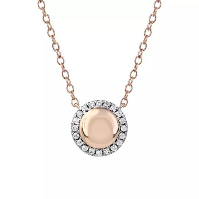 DeCouer Sterling Silver 1/8 Carat T.W. Diamond Halo Necklace, Womens Rose Gold Tone Product Image