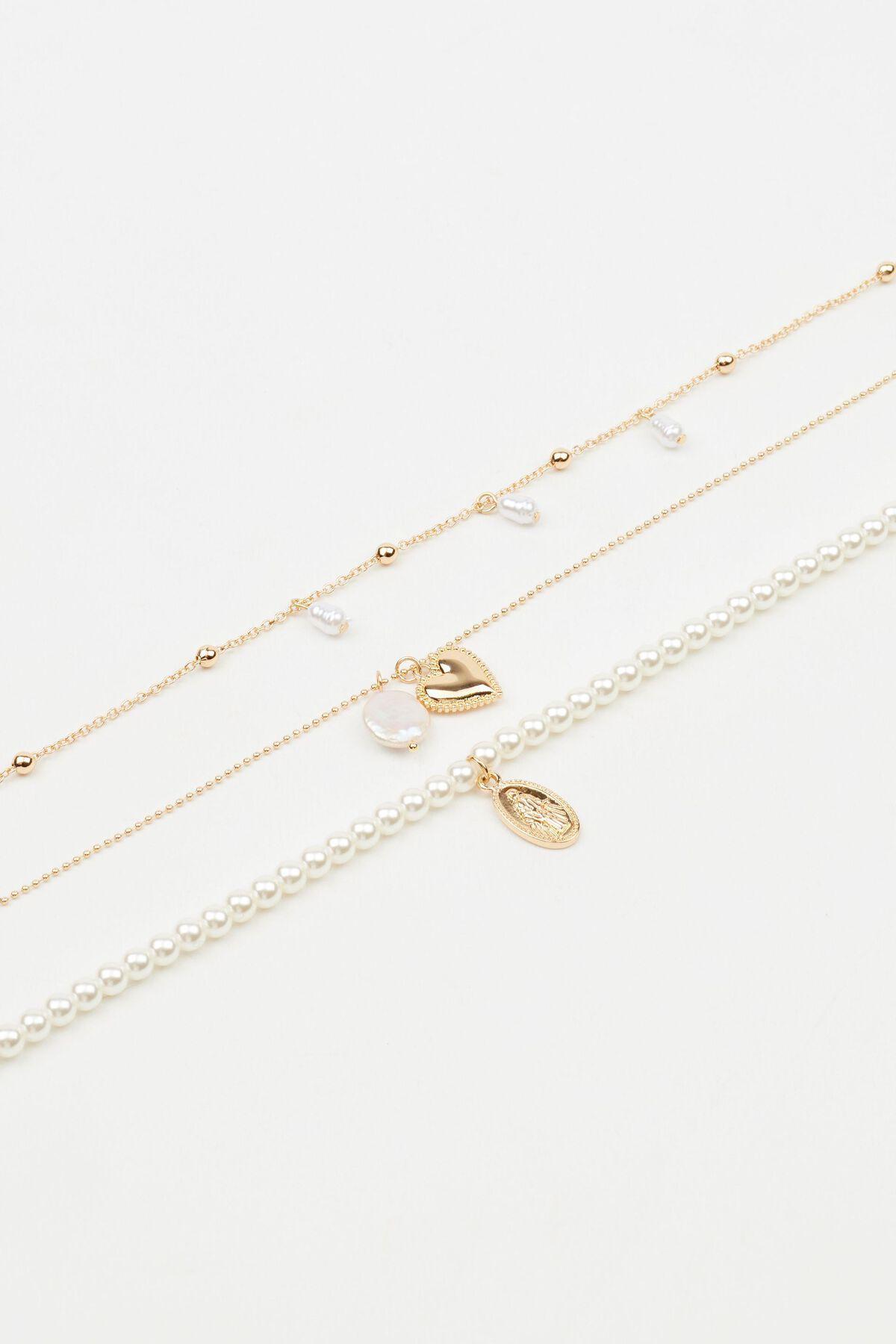 Set of 3 Pearl & Charm Necklace Product Image