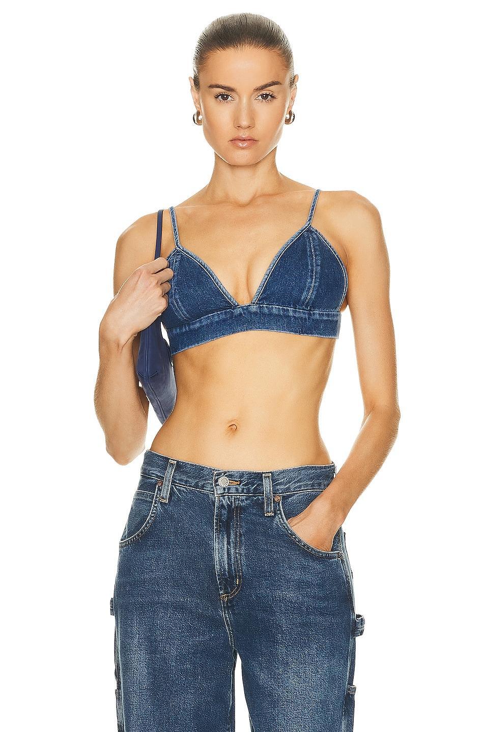 AGOLDE Denim Bralette Blue. (also in XS). Product Image