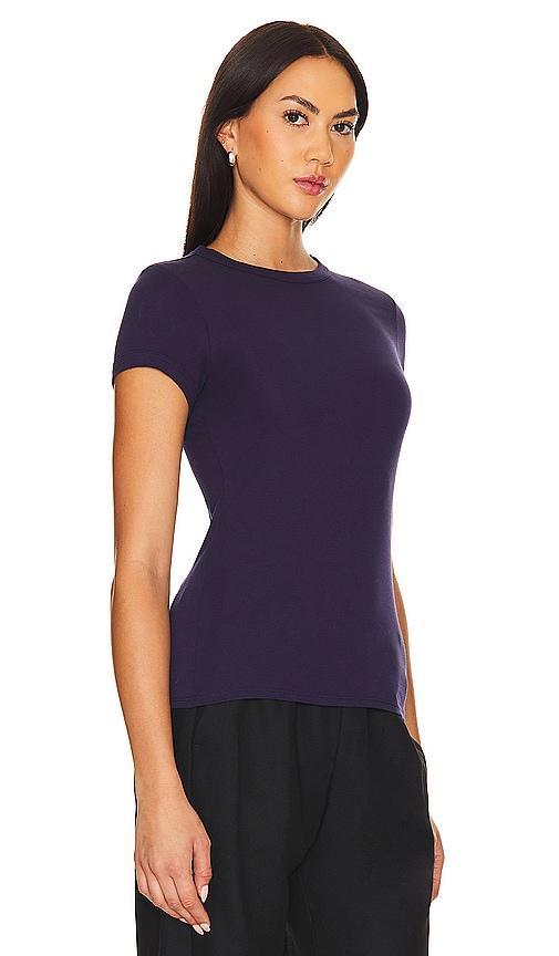 Enza Costa Supima Cotton Cap Sleeve Crew Top Navy. (also in ). Product Image