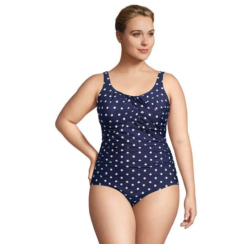 Plus Size Lands End Carmela SlenderSuit One-Piece Swimsuit, Womens Blue Product Image