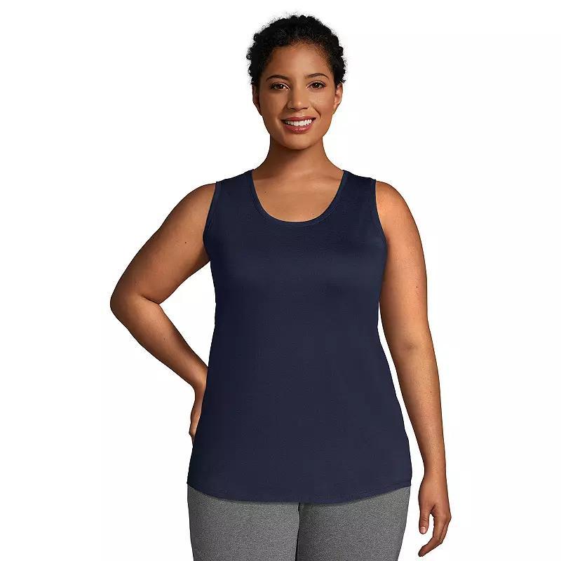 Plus Size Lands End Scoopneck Tunic Tank Top, Womens Radiant Blue Product Image