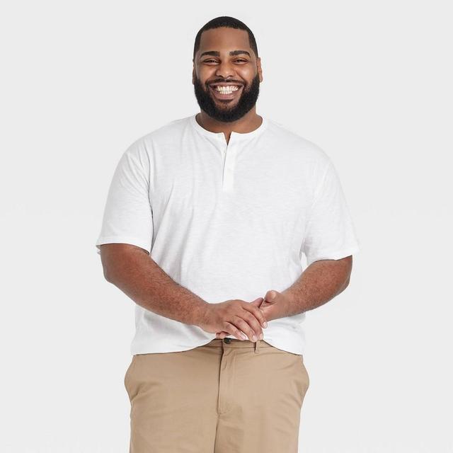 Mens Big & Tall Short Sleeve Henley T-Shirt - Goodfellow & Co White 3XLT Product Image