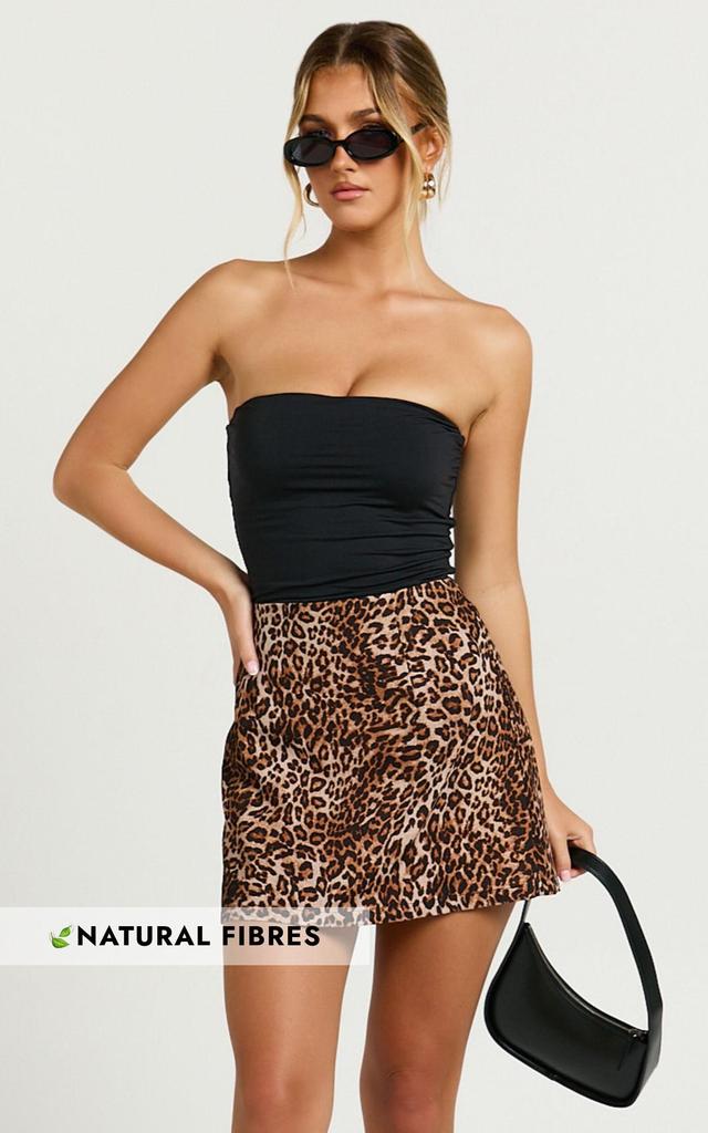 Laney Mini Skirt- High Waist A Line Skirt in Leopard Print Product Image