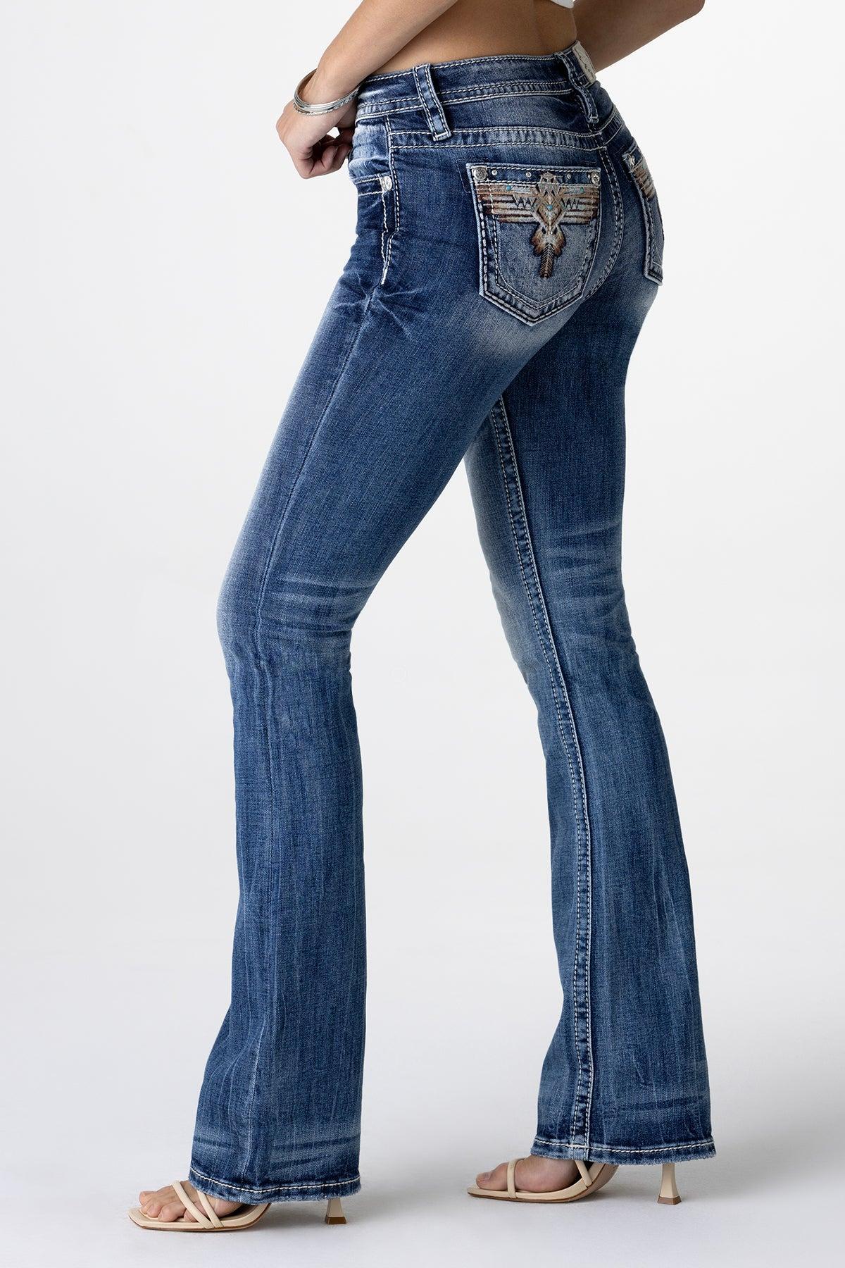 Sky Aztec Bootcut Jeans Product Image