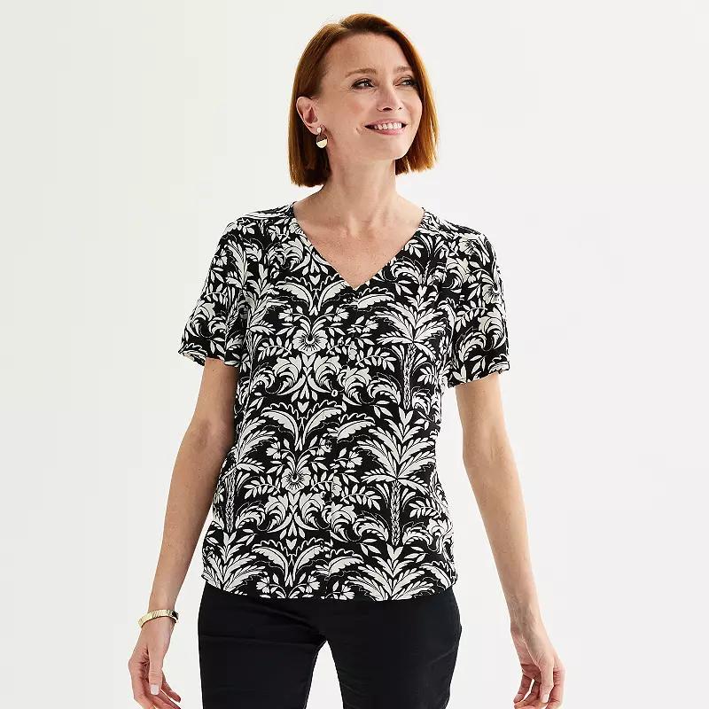 Womens Croft & Barrow Short Sleeve Femme Blouse Product Image