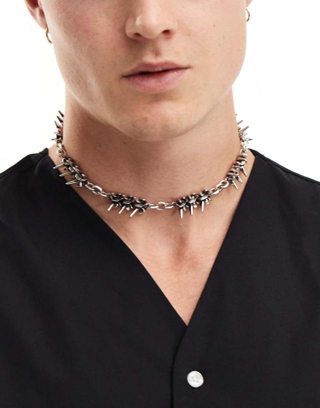 ASOS DESIGN vertebrae chain necklace in burnished silver tone Product Image