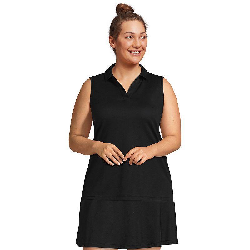 Plus Size Lands End Performance Pique Sleeveless Polo Top, Womens Product Image