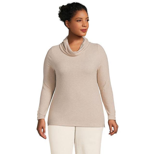 Plus Size Lands End Long Sleeve Wide Rib Turtleneck, Womens Product Image