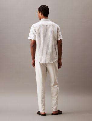 Wide Stripe Linen Blend Classic Button-Down Shirt Product Image