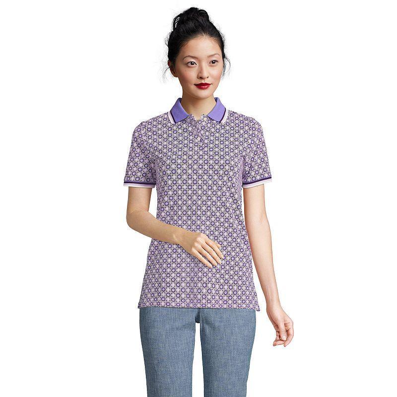 Petite Lands End Mesh Polo Shirt, Womens Blue Product Image