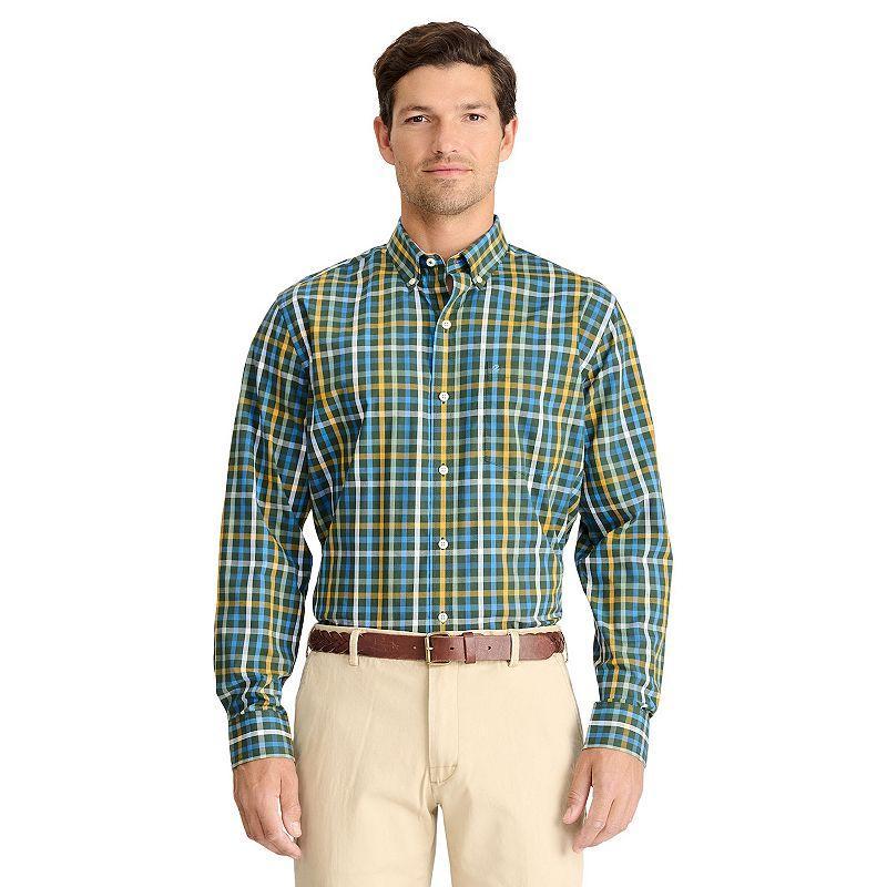 Mens IZOD Classic Button-Down Shirt Green Plaid Product Image