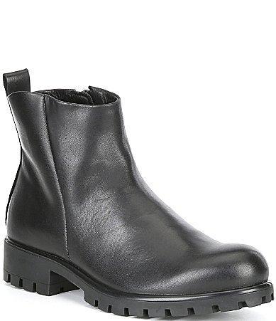 ECCO Womens Modtray Water Resistant Leather Chunky Lug Sole Ankle Boots Product Image