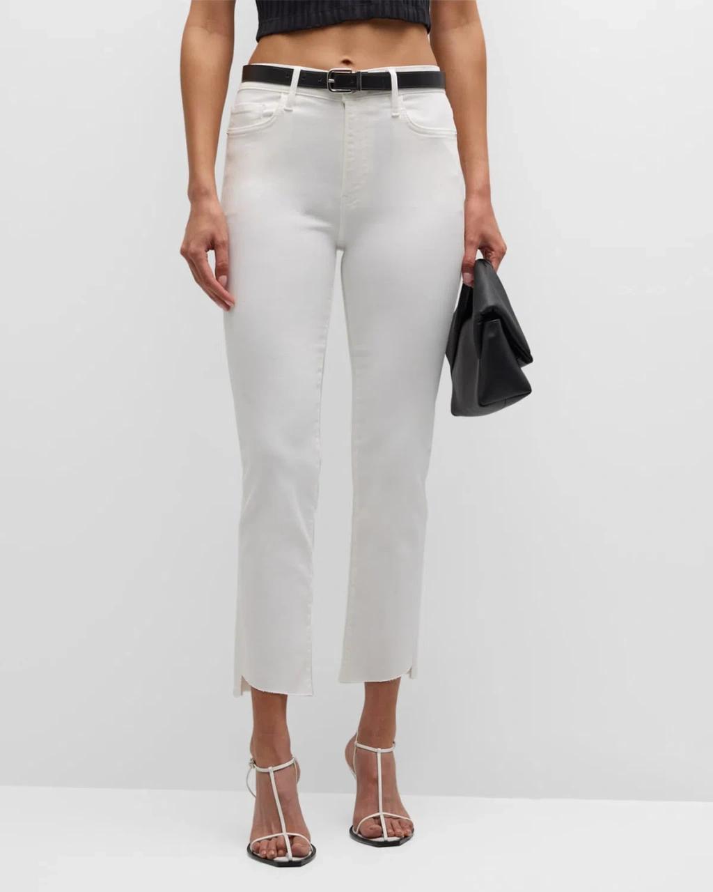 FRAME Le High Straight Cascade Hem Jeans In White Product Image