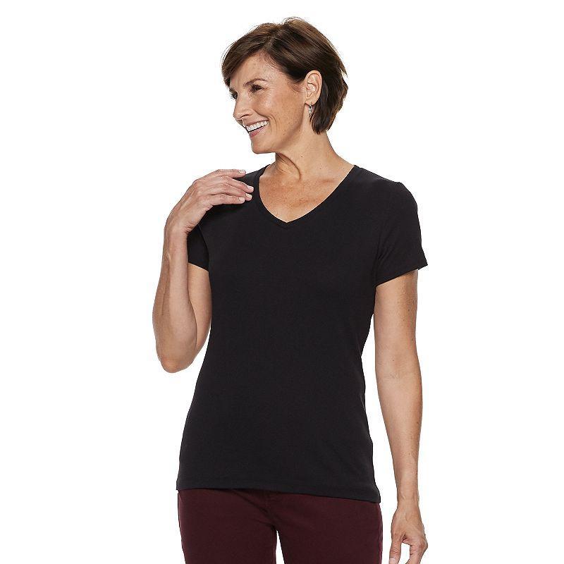 Petite Croft & Barrow Essential V-Neck Tee, Womens Product Image