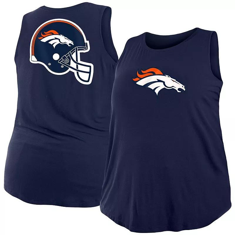 Womens New Era Denver Broncos Plus Size Tank Top Blue Product Image