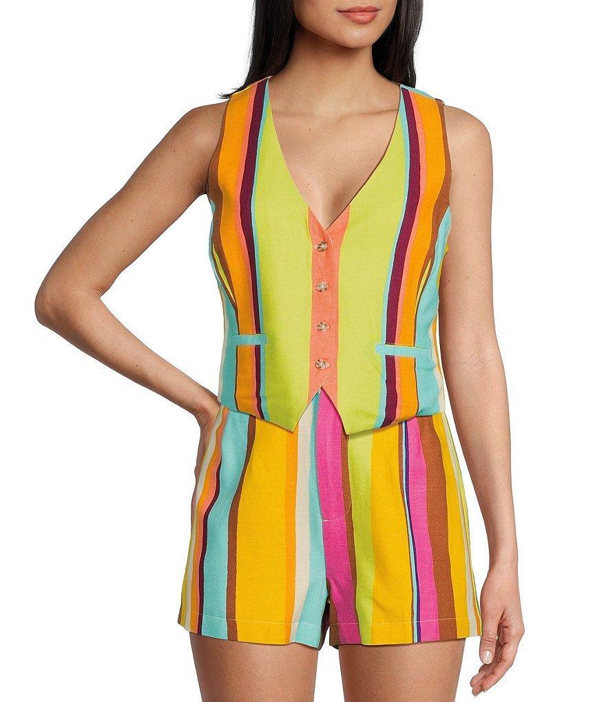 GB Linen Blend Stripe Coordinating Vest product image