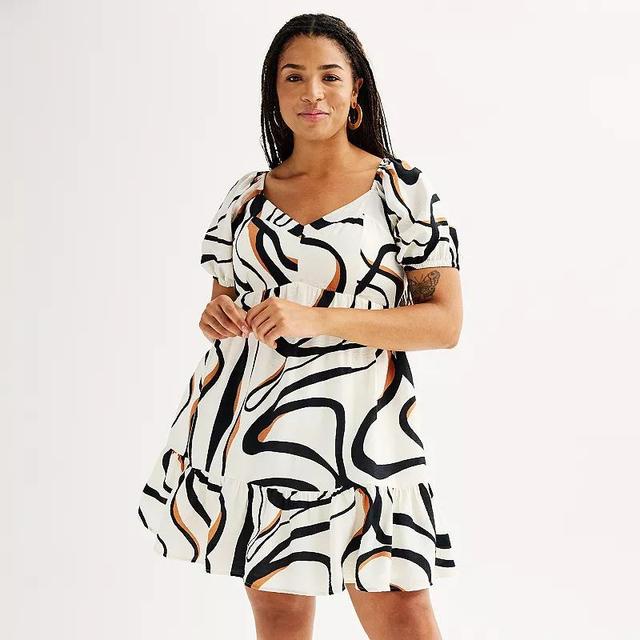 Plus Size Nine West Babydoll Mini Dress, Womens Product Image