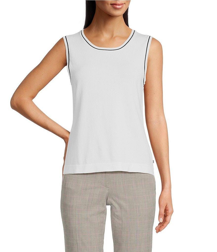 KARL LAGERFELD PARIS Contrast Stitching Scoop Neckline Sleeveless Tank Product Image