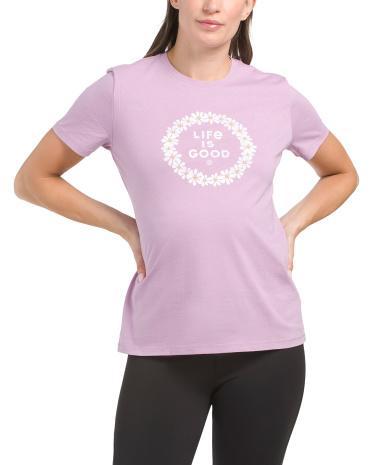 Life Is Good Daisy Chain Classic Crew Neck T-Shirt For Women Product Image