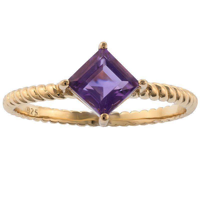 Gemistry 14k Gold Square Cut Amethyst Ring, Womens Product Image