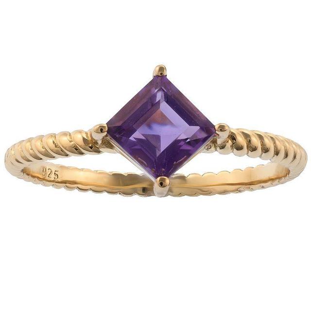 Gemistry 14k Gold Square Cut Amethyst Ring, Womens Product Image