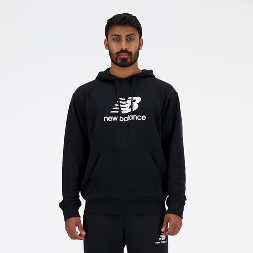 New Balance Mens New Balance French Terry Stacked Logo Pullover Hoodie - Mens White/Black Product Image