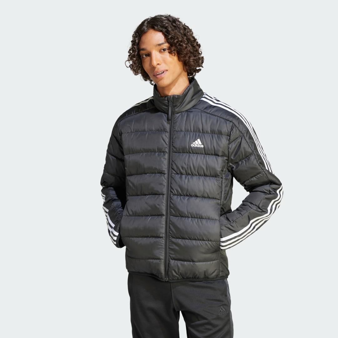 adidas Essentials 3-Stripes Light Down Jacket Black 2XL Mens Product Image