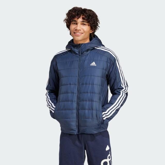 adidas Essentials 3-Stripes Insulated Hooded Hybrid Jacket Legend Ink L Mens Product Image