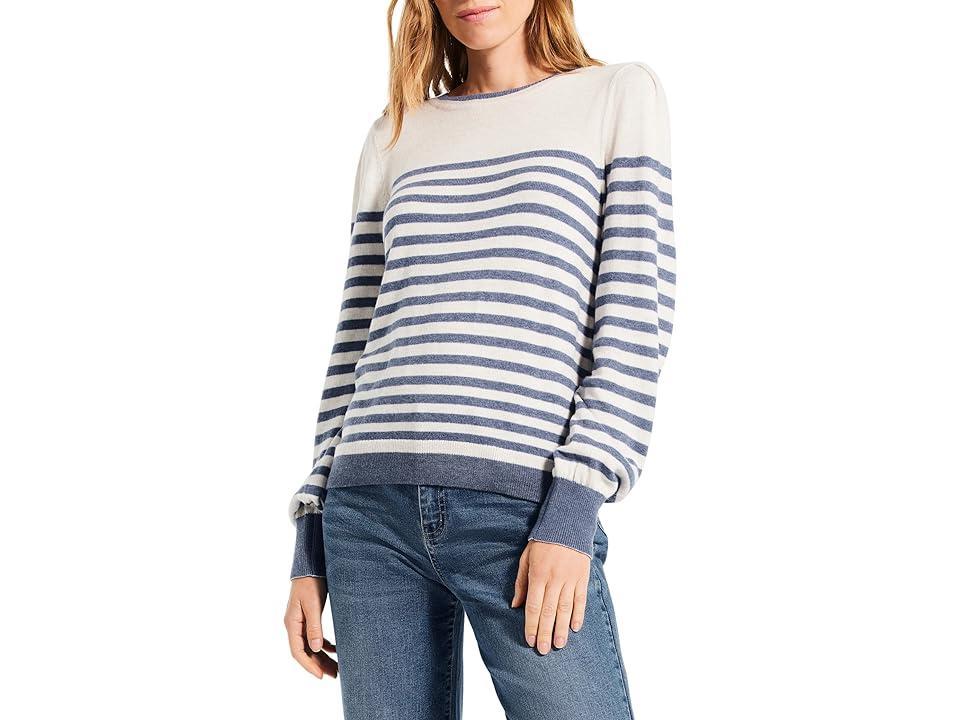 NIC+ZOE Striped Femme Sleeve Sweater Multi) Women's Sweater Product Image