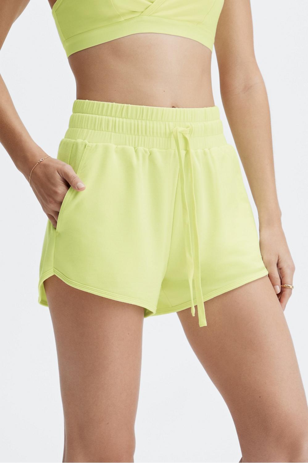 Fabletics Lounge Luxe Terry Sweatshort Womens yellow Size XXS Product Image