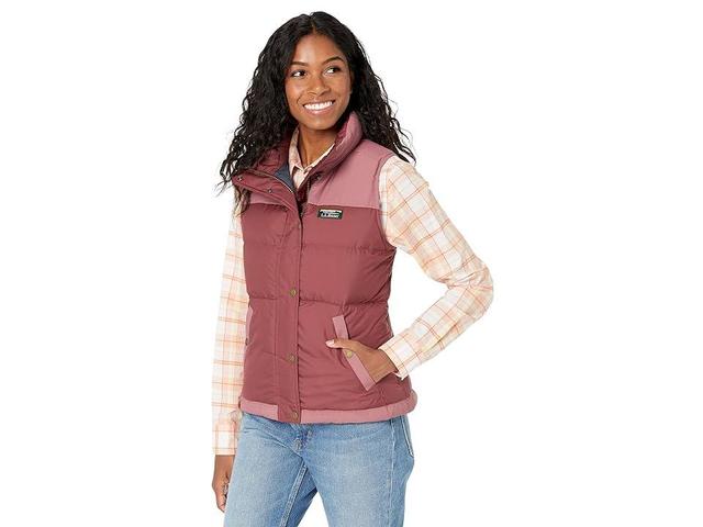 L.L.Bean Petite Mountain Classic Down Vest Color-Block (Burgundy/Light Rosewood) Women's Clothing Product Image